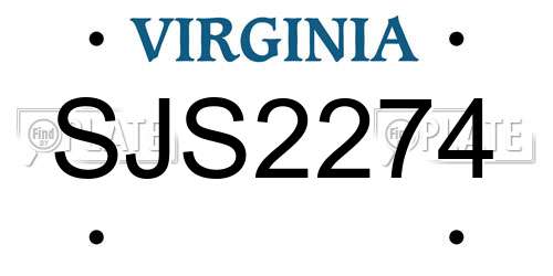 SJS2274 Virginia License Plate