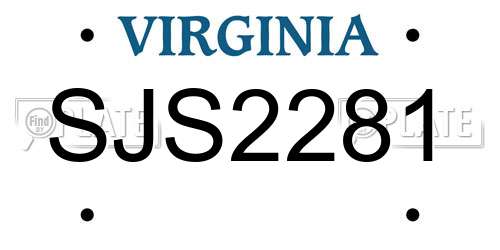 SJS2281 Virginia License Plate