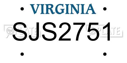 SJS2751 Virginia License Plate