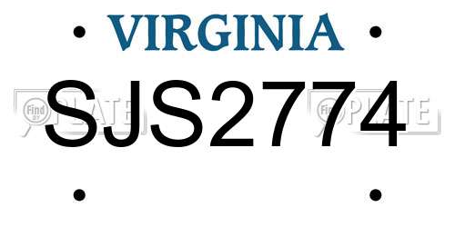 SJS2774 Virginia License Plate