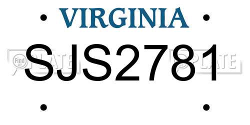 SJS2781 Virginia License Plate