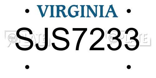 SJS7233 Virginia License Plate