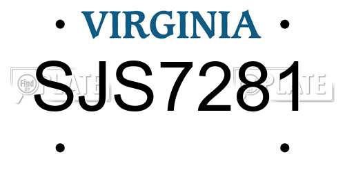 SJS7281 Virginia License Plate