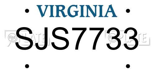 SJS7733 Virginia License Plate