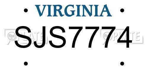 SJS7774 Virginia License Plate