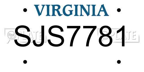 SJS7781 Virginia License Plate