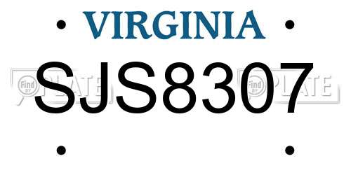 SJS8307 Virginia License Plate