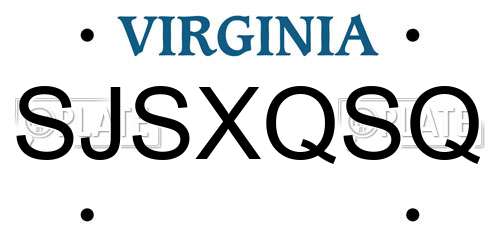 SJSXQSQ Virginia License Plate