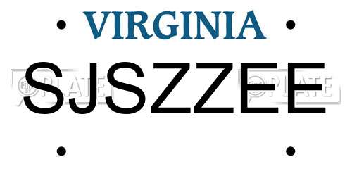 SJSZZEE Virginia License Plate