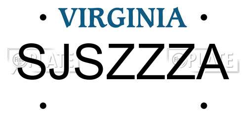 SJSZZZA Virginia License Plate