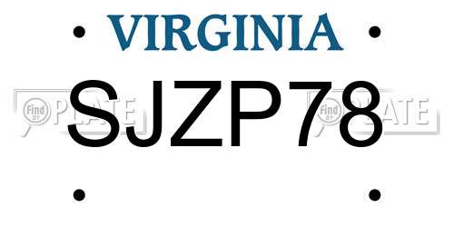 SJZP78 Virginia License Plate