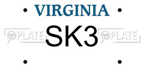 SK3 Virginia License Plate