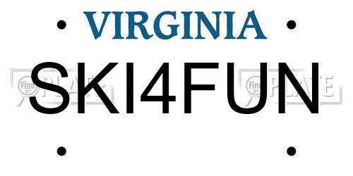 SKI4FUN Virginia License Plate