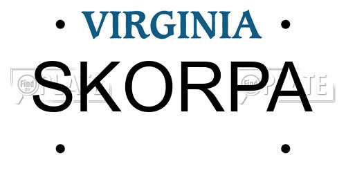 SKORPA Virginia License Plate