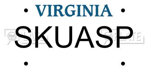 SKUASP Virginia License Plate