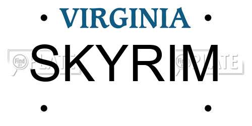 SKYRIM Virginia License Plate