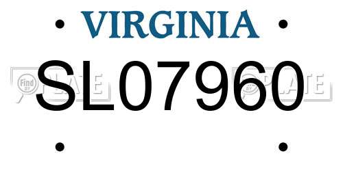 SL07960 Virginia License Plate