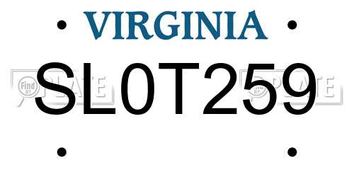 SL0T259 Virginia License Plate