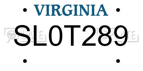 SL0T289 Virginia License Plate