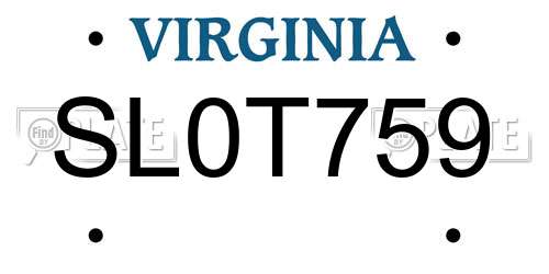 SL0T759 Virginia License Plate