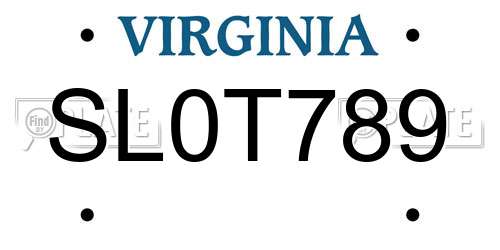 SL0T789 Virginia License Plate