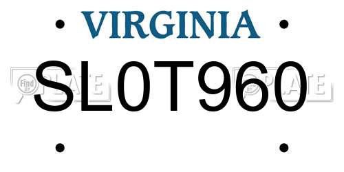 SL0T960 Virginia License Plate