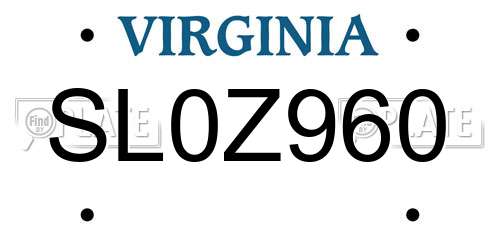 SL0Z960 Virginia License Plate