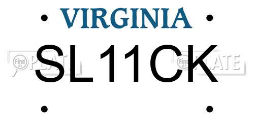 SL11CK Virginia License Plate