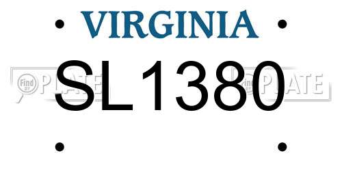 SL1380 Virginia License Plate