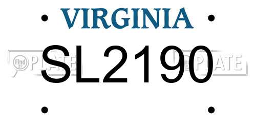 SL2190 Virginia License Plate