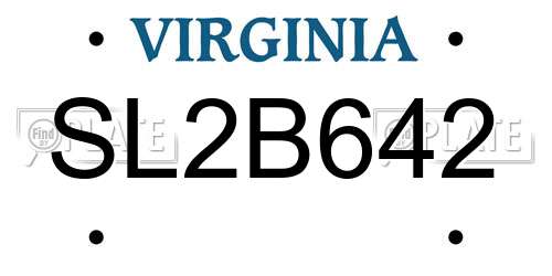 SL2B642 Virginia License Plate
