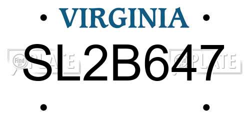 SL2B647 Virginia License Plate