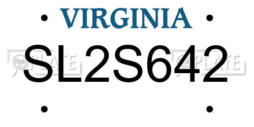 SL2S642 Virginia License Plate
