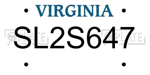 SL2S647 Virginia License Plate