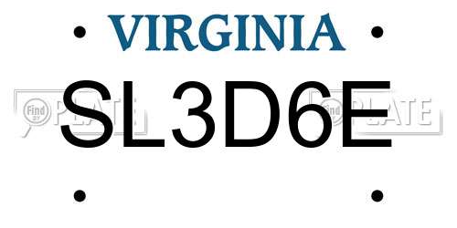 SL3D6E Virginia License Plate