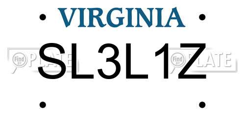 SL3L1Z Virginia License Plate