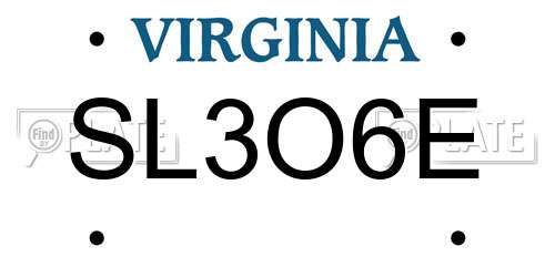 SL3O6E Virginia License Plate