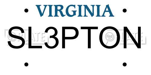 SL3PTON Virginia License Plate