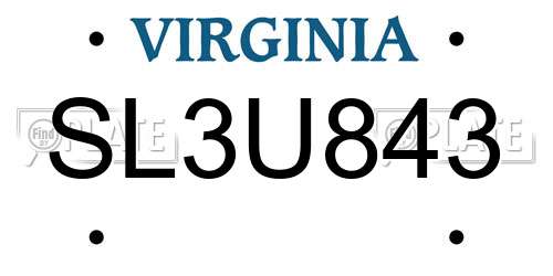 SL3U843 Virginia License Plate
