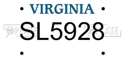 SL5928 Virginia License Plate