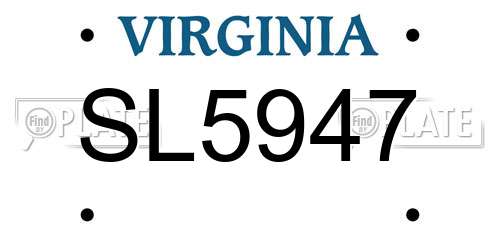 SL5947 Virginia License Plate