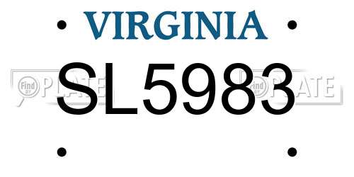 SL5983 Virginia License Plate