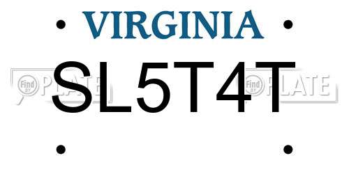SL5T4T Virginia License Plate