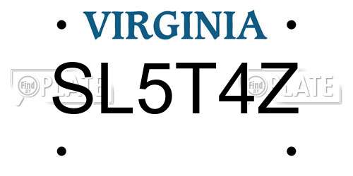 SL5T4Z Virginia License Plate