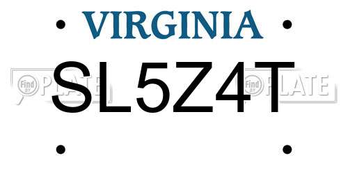 SL5Z4T Virginia License Plate