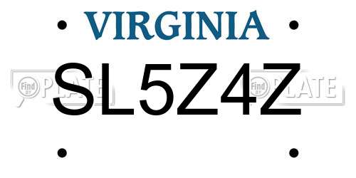 SL5Z4Z Virginia License Plate