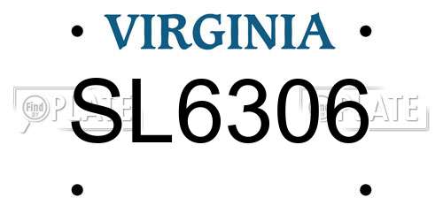 SL6306 Virginia License Plate