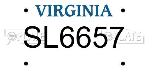 SL6657 Virginia License Plate