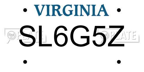 SL6G5Z Virginia License Plate