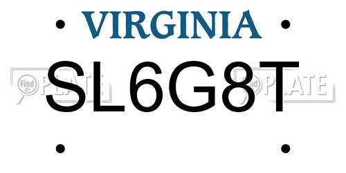 SL6G8T Virginia License Plate